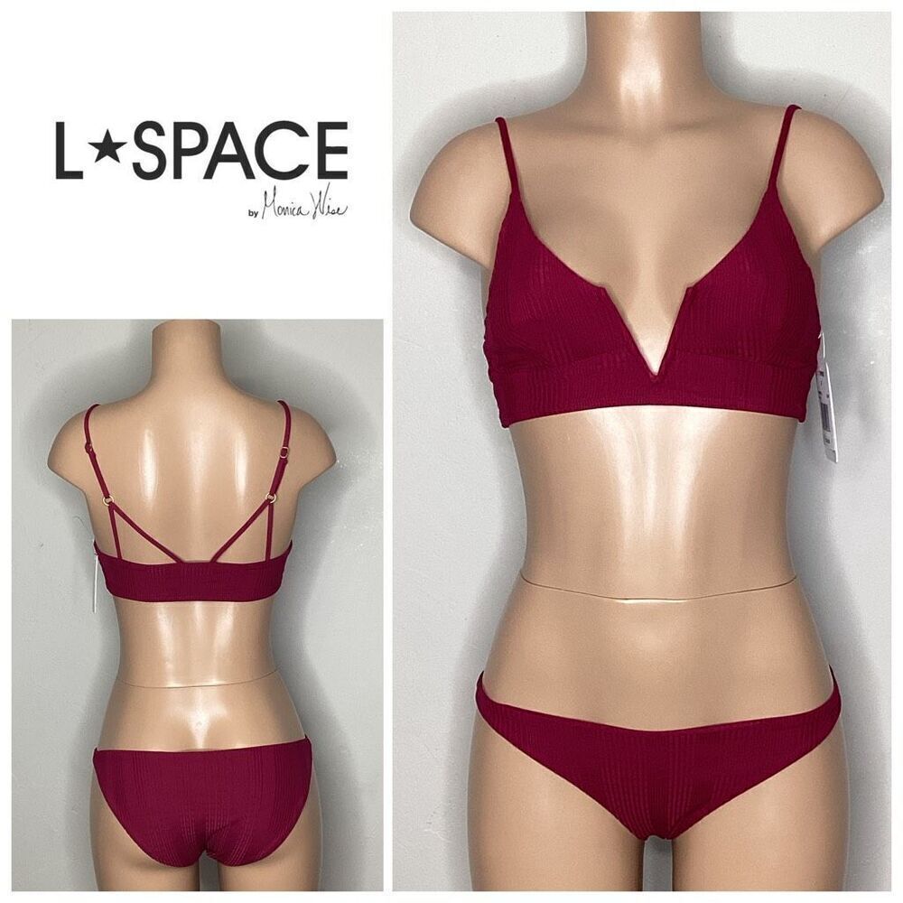 New. L*SPACE plum ribbed bikini set. M-top/S-bottom. Retails $193